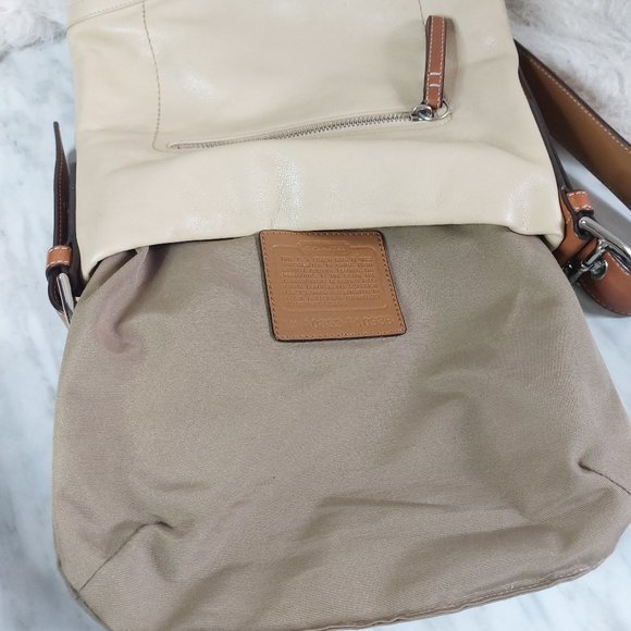 Coach F10938 Cream and Tan Trim Leather Crossbody Bag - Picture 11 of 12